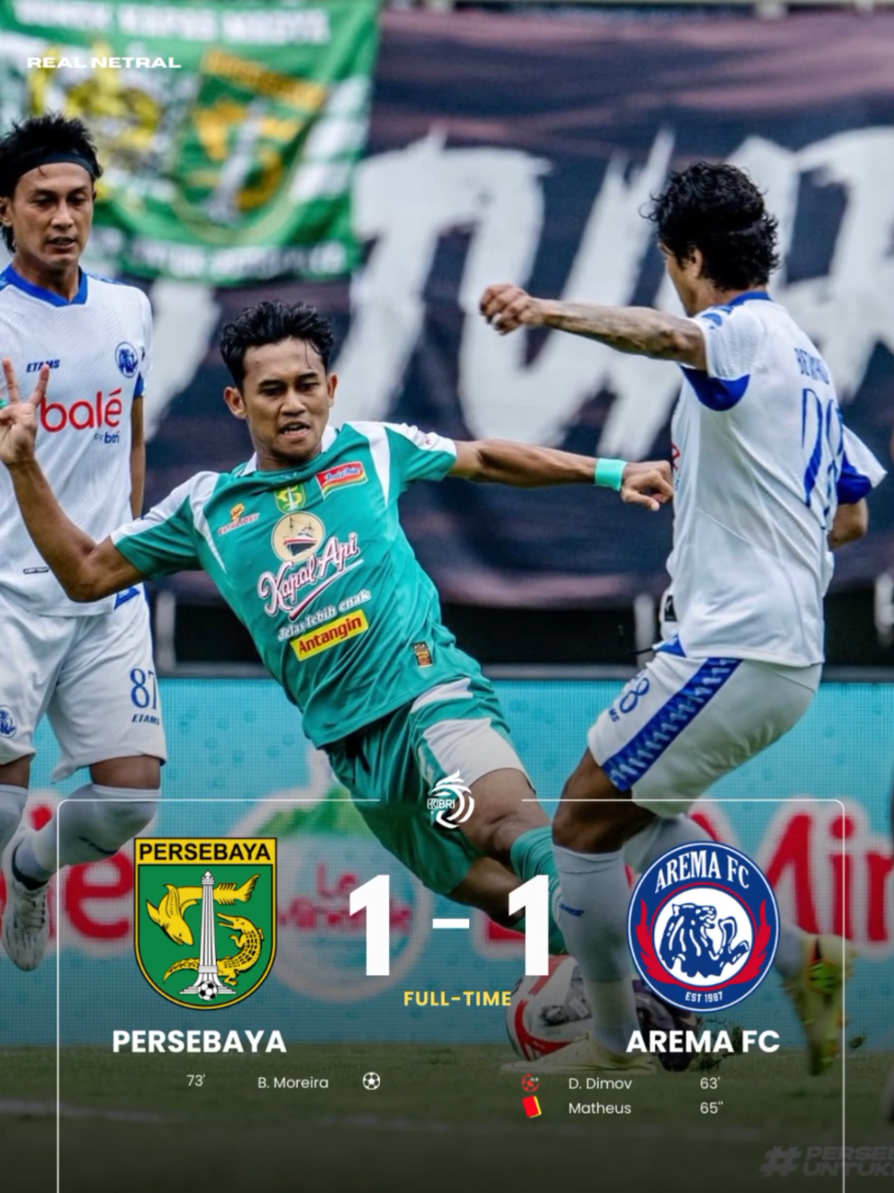 Derby Jatim tanpa pemenang!! Persebaya vs Arema FC berakhir imbang 1-1 matheus terkena kartu merah di menit 65' (kartu merah) arema bermain 10 pemain dari menit 65' tetapi Persebaya hanya mampu membalas 1 gol hingga skor berakhir imbang 1-1 posisi klasemen saling tempel di posisi 8 & 9 dengan poin sama 16 poin #brisuperleague #briliga1 #ligaindonesia #persebayasurabaya #persebaya #aremafc #arema #persebayavsarema #aremavspersebaya #derbyjatim #derbijatim #brunomoreira #dimedimov #matheus #fypシ #fyp 