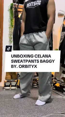 Unboxing celana sweatpants baggy kece by. @ORBITYX. #sweatpants #baggypants #celanapanjang #celanagombrong #celanajogger 