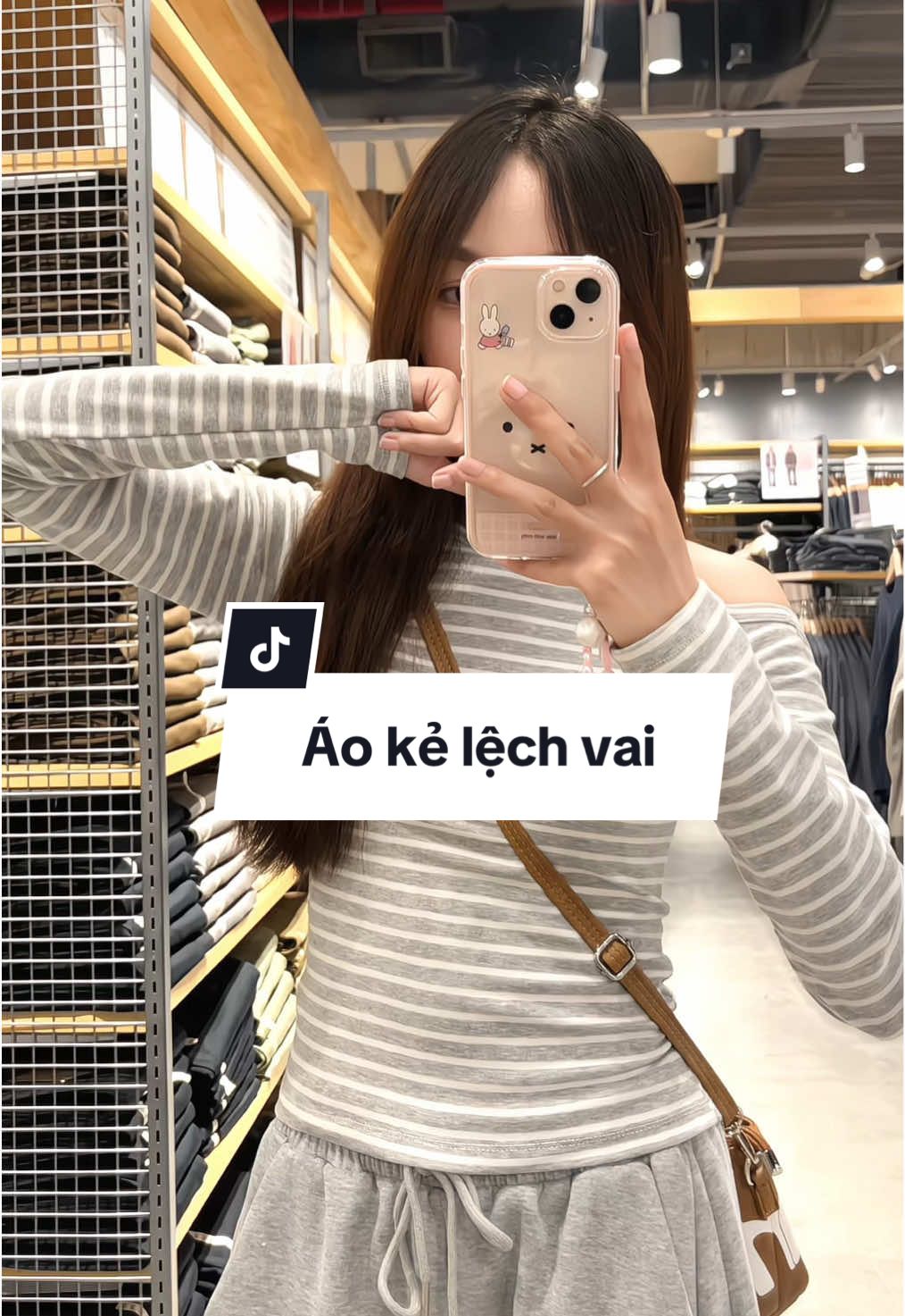Áo kẻ lệch vai dài tay xinh iu #cleangirl #savaclothing #xuhuong #tudogenz #macdepmoingay 