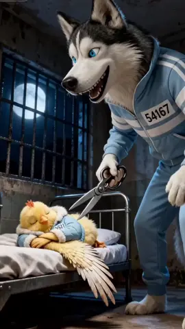 A husky sneaks up on a sleeping chick and steals its wings #short #animals #forkids 