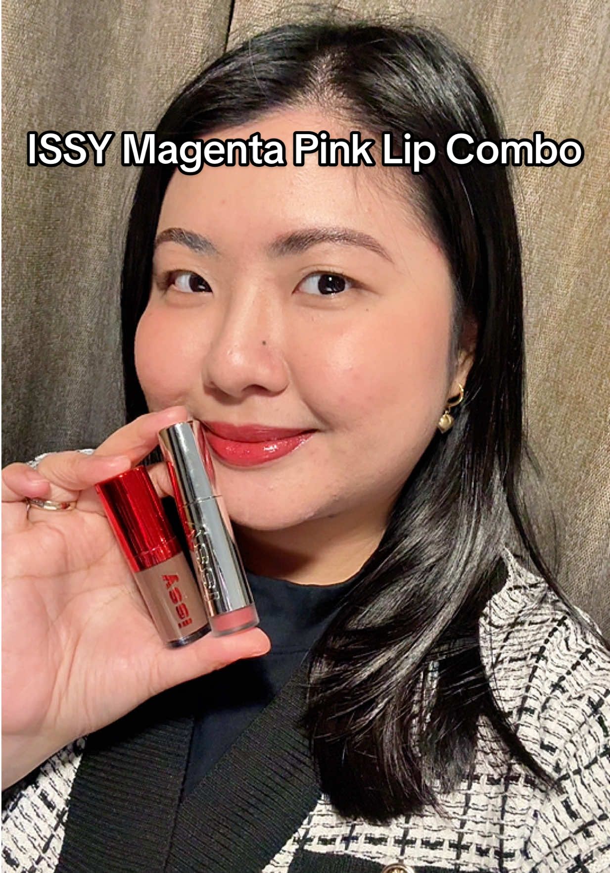 Issy Magenta Pink Lip Combo. Issy Gelée Moisturizing Lip Stain in PETTY and Issy Hydragloss Hydrating Lip Treatment in MACABRE @Issy Cosmetics #issy #issyandcompanyb #issyandco #lipcombo #fyp