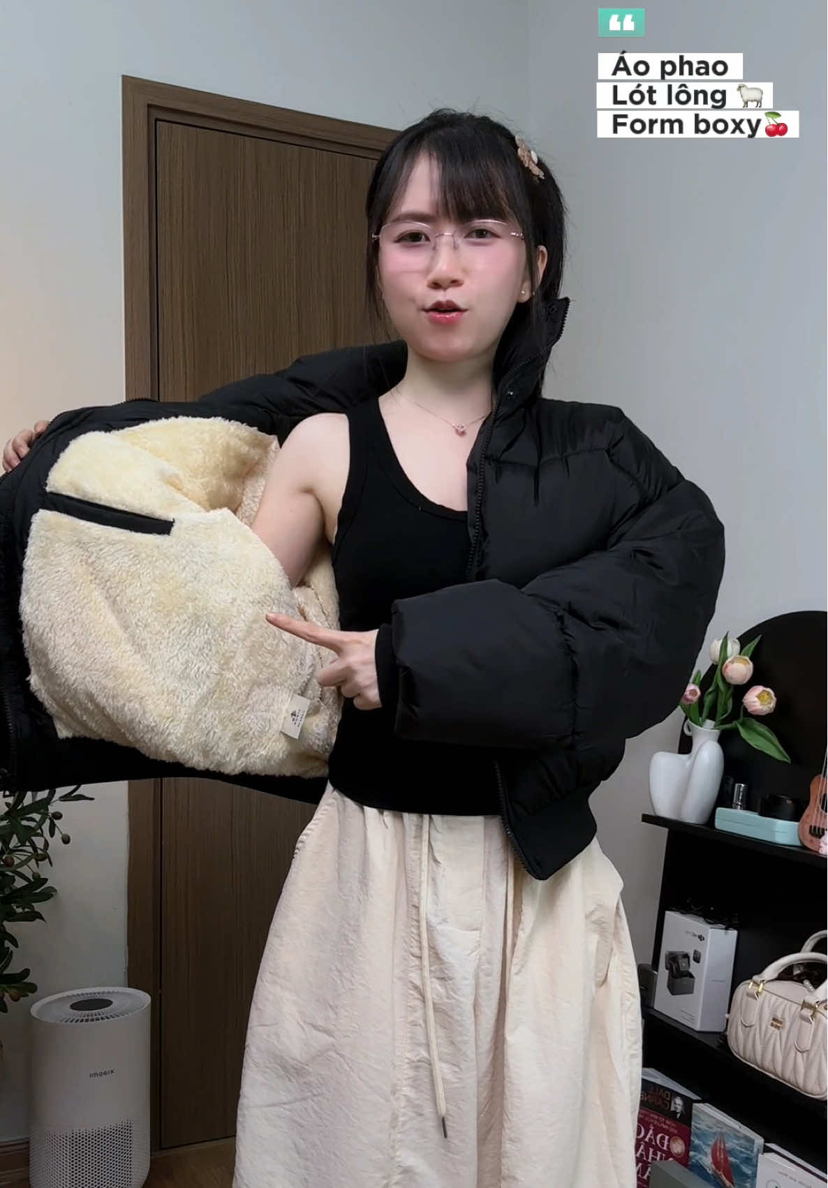 Vừa ấm vừa đẹp nha mn ơi ❄️🍒✨ #xuhuong #aophao #aophaolotlongcuu #boxy #meozbasic 