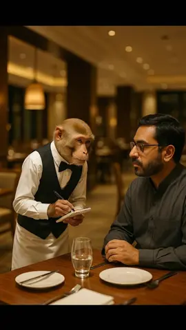 Monkey waiter #ai #monkey #funny #funnyvideos 