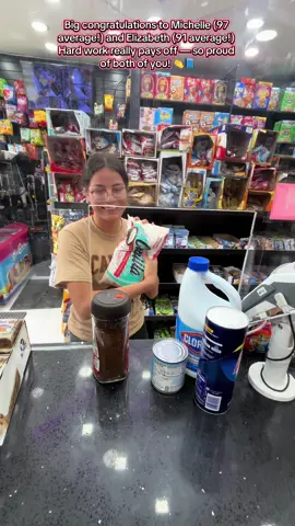 Big congratulations to Michelle (97 average!) and Elizabeth (91 average!)  Hard work really pays off — so proud of both of you! 👏📘 #Islandockzacksfinest #schoolkidsreportcards #deliockyfoodnyccommunity #highschoolreportcards #fypシ゚viral 