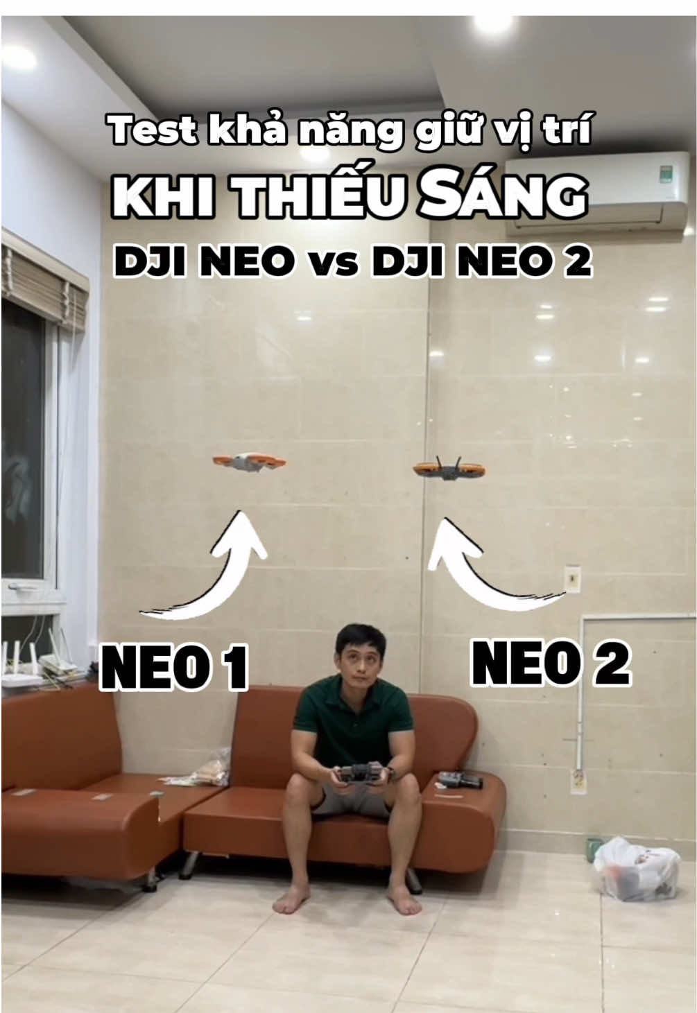 Test khả năng giữ vị trí khi thiếu sáng giữa flycam DJI NEO và DJI NEO 2 #anhkythuatreview #djineo2 #djineo #flycamdji 