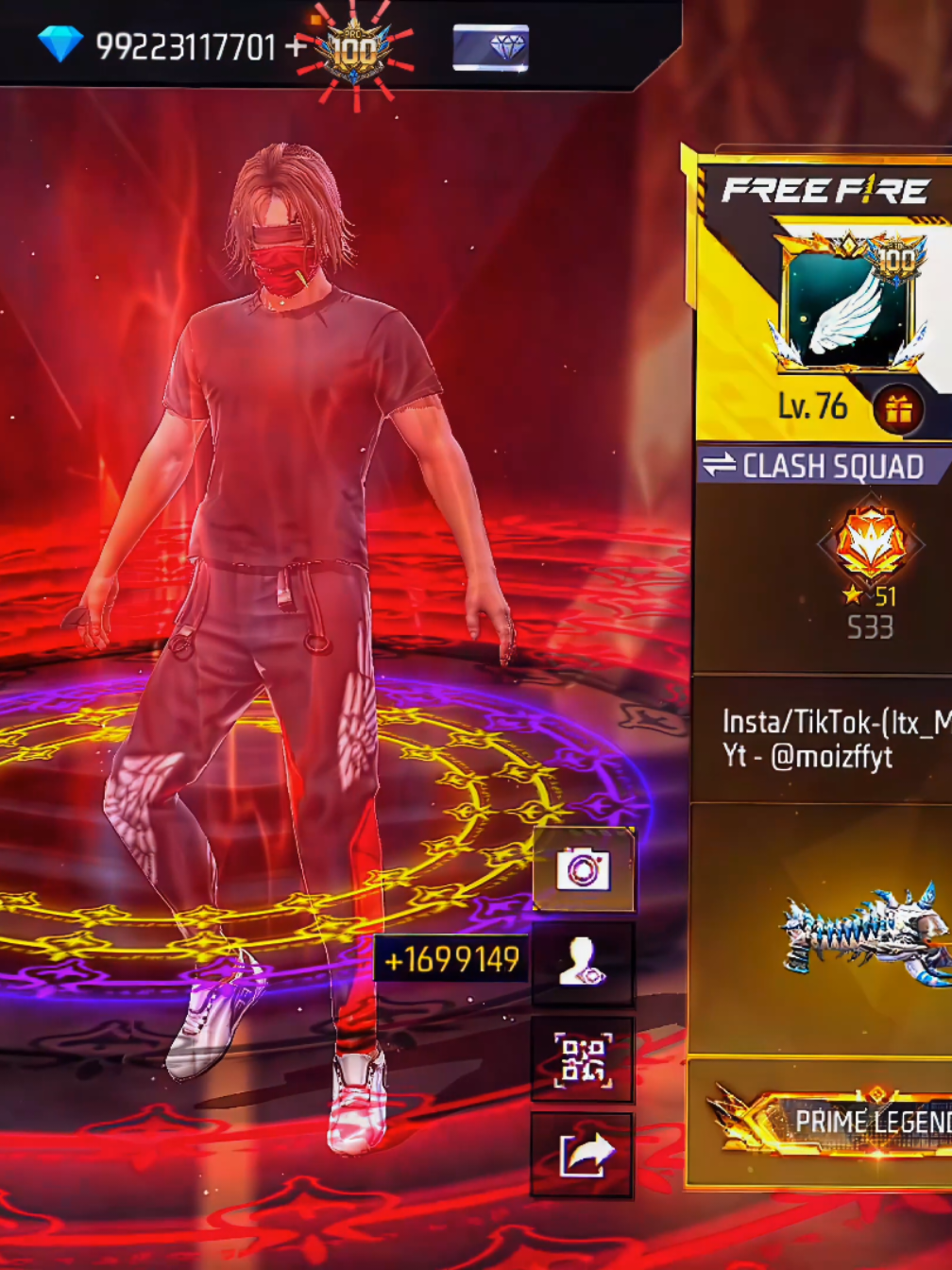 Omg 😱 Prime Level 100 💀😨 #itx_moizop #foryou #fyp #freefire #فری_فایر 