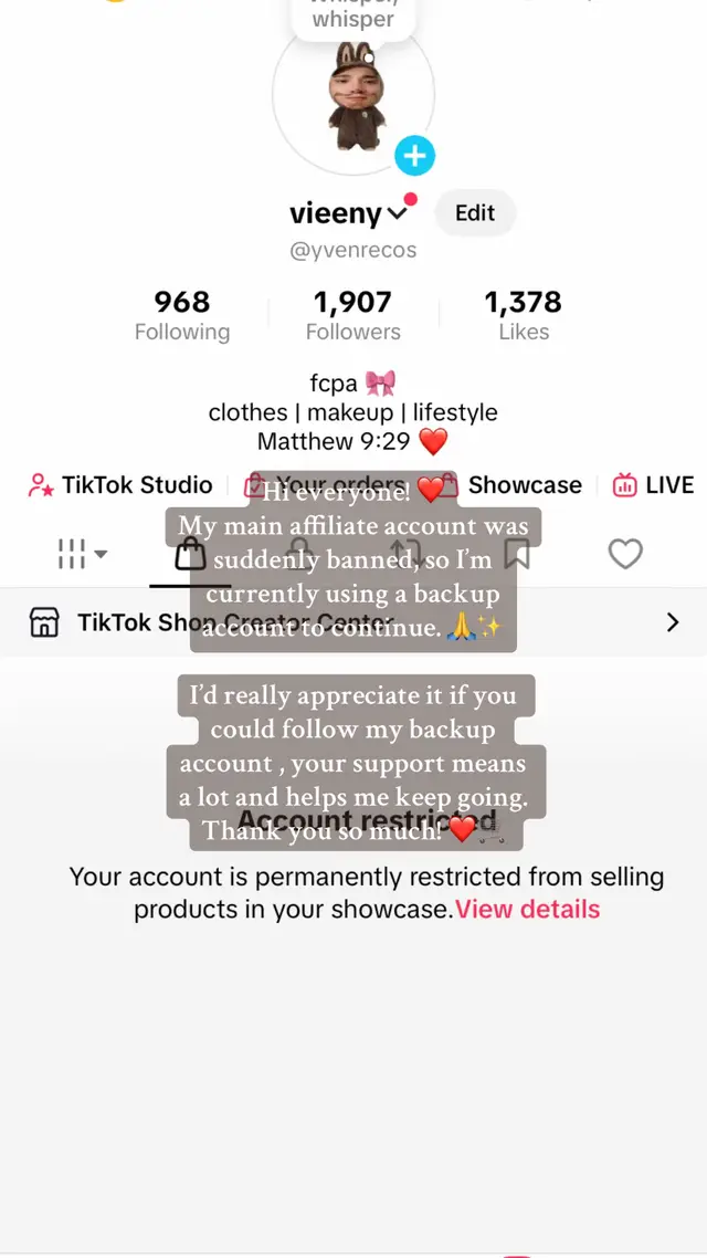 i’m not sure kung bug ba yon ni tiktok but i’m also part of those affiliate account na na-banned na sobrang healthy ng account 😭 pls help me guys to gain followers on my another account @nn, thank u so much 🥲❤️ #affiliatemarketing #affiliatetiktok 