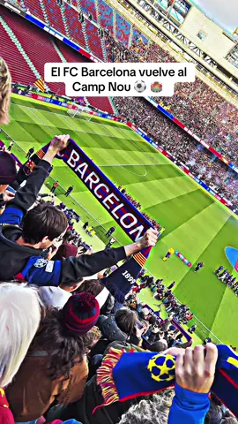 ¡FC BARCELONA DE VUELTA AL CAMP NOU!  El club azulgrana volvió a disputar un partido en el Camp Nou tras 2 años de espera. ⚽️ Sin duda un momento que muchos de sus aficionados esperaban. 🥹 Actualmente la capacidad del estadio es de 45 mil espectadores, se espera que cuando esté completado sea de 105mil espectadores. 🤯 ¿Qué opinas de esta vuelta al Camp Nou? TE LEO 👀 #fcbarcelona #barca #laliga #futbol⚽️ #fyp 