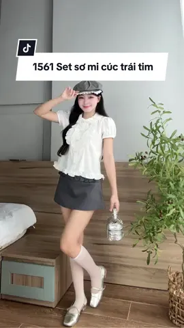 Set sơ mi cúc trái tim kèm chán váy @monasaigon #reviewquanao #outfitideas #mixandmatch #somi #chanvay 