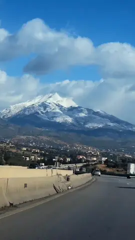 Chasing snowy peaks from the highway❄️🏔️ #algeria #snow #mountain #highway 
