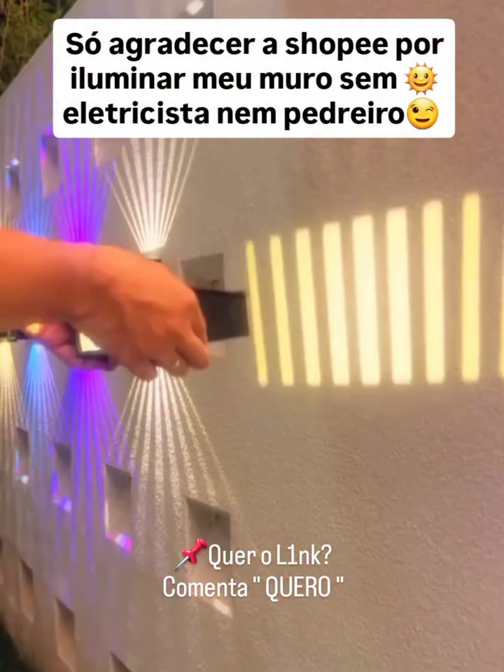 Luz De Parede Solar Externa 8/6/4 LED Refletor RGB Quente À Prova D'água Para Lâmpada De Decoração De Jardim #viral #luz ##energia #vip #iluminação #tododia #shopeebrasil #achadinhos