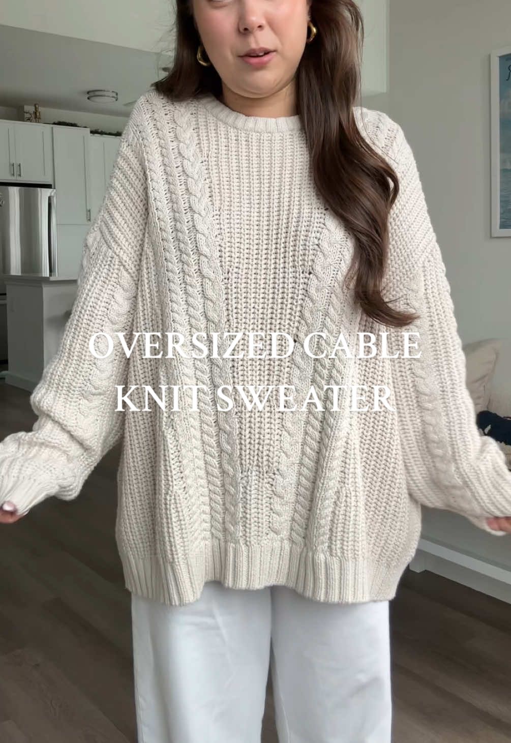 100% cotton!🤍 favorite oversized cable knit sweater it’s incredible quality! #cableknitsweater #cottonsweater #oversizedsweater #slouchysweater #tiktokshopblackfriday @pacsun 