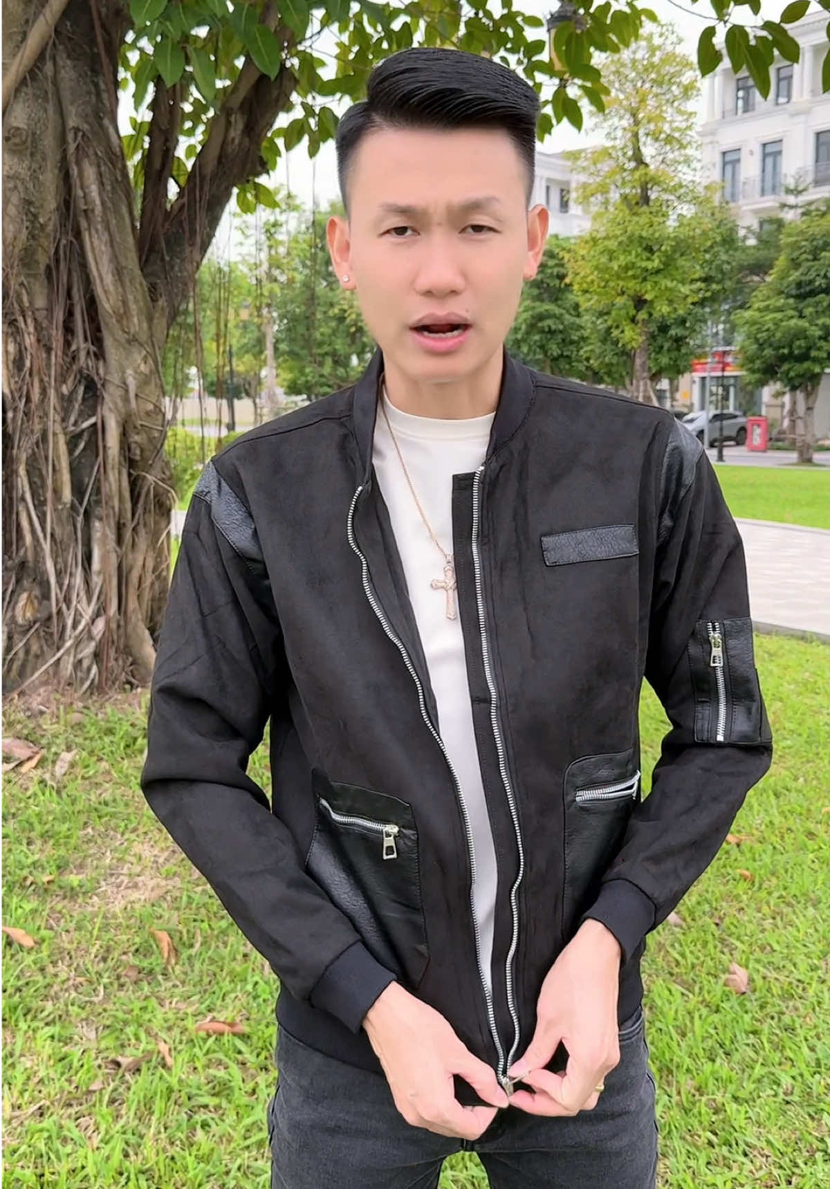 Áo khoác bomber vải da lộn hot mới #duythuong #thoitrangnam #thoitrang #aokhoac #bomber 