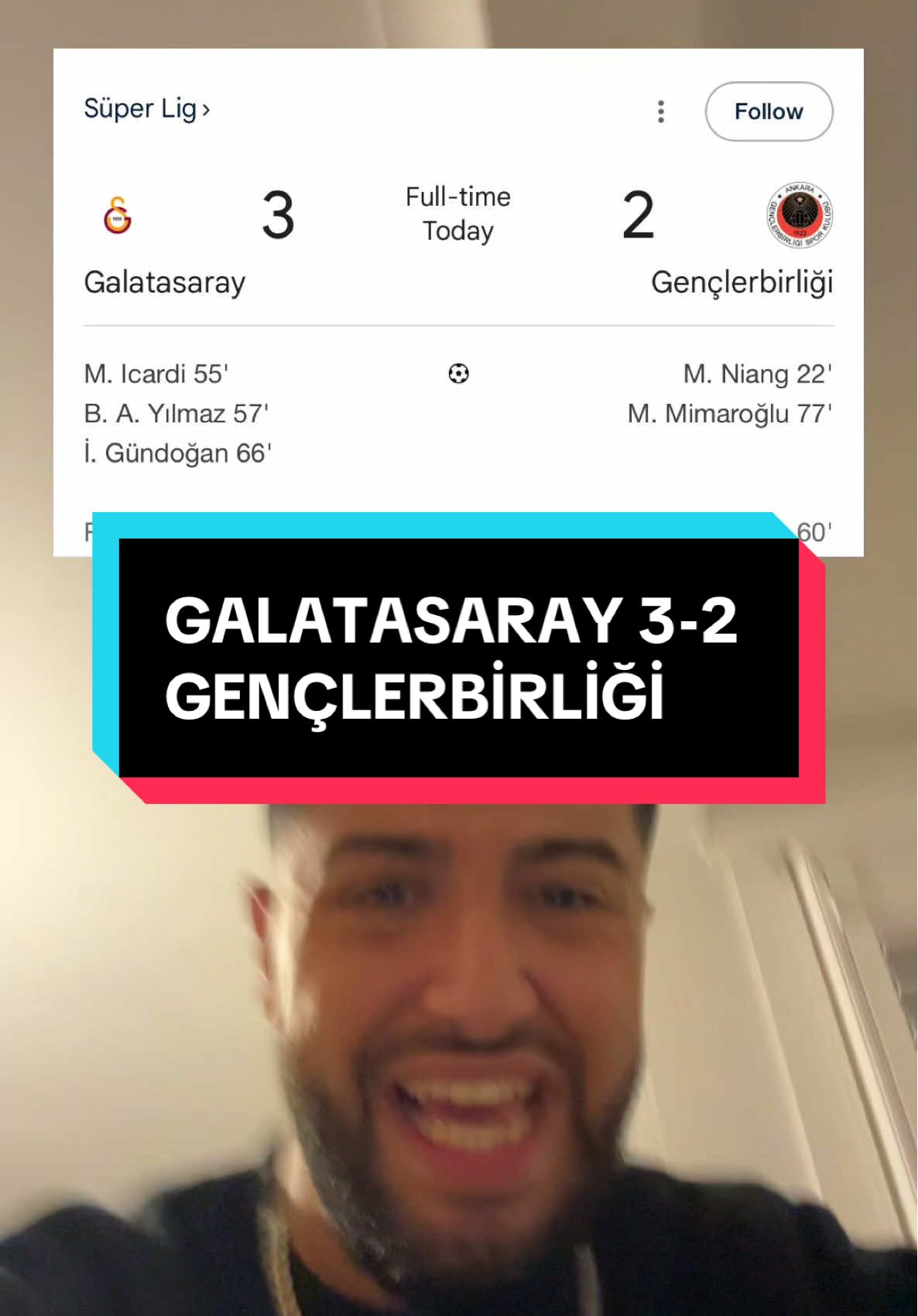 GALATASARAY 3-2 GENÇLERBİRLİĞİ #fyp #galatasaray #fenerbahçe #icardi #okanburuk 