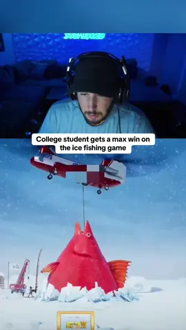 College student gets a max win on the ice fishing game #kickstreaming 