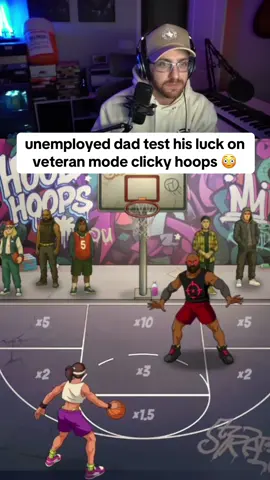 unemployed dad test his luck on veteran mode clicky hoops 😳 #unemployed #kickstreaming #basketballgame 