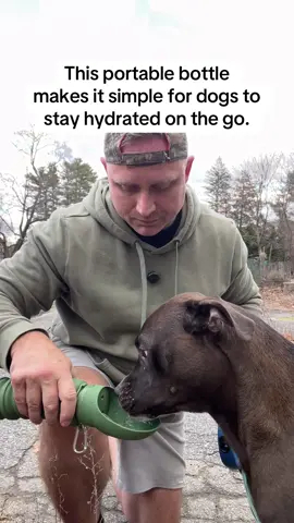 This water bottle allows dogs to lap water on the go! #puppington #dogsoftiktok #petcare #itsadogslife #dogstuff 