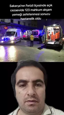 Sakarya'nın Ferizli ilçesinde bulunan açık cezaevinde 123 mahkum akşam yemeğinden sonra gıda zehirlenmesi yaşadı ambulanslarla hastaneye kaldırılan mahkumlar tedavi altına alındılar #cezaevi #gıdazehirlenmesi #yemek #mahkumlar #ferizli 