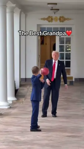 President @President Donald J Trump throwing the football with his grandson❤️ #donaldtrump #fyp #maga