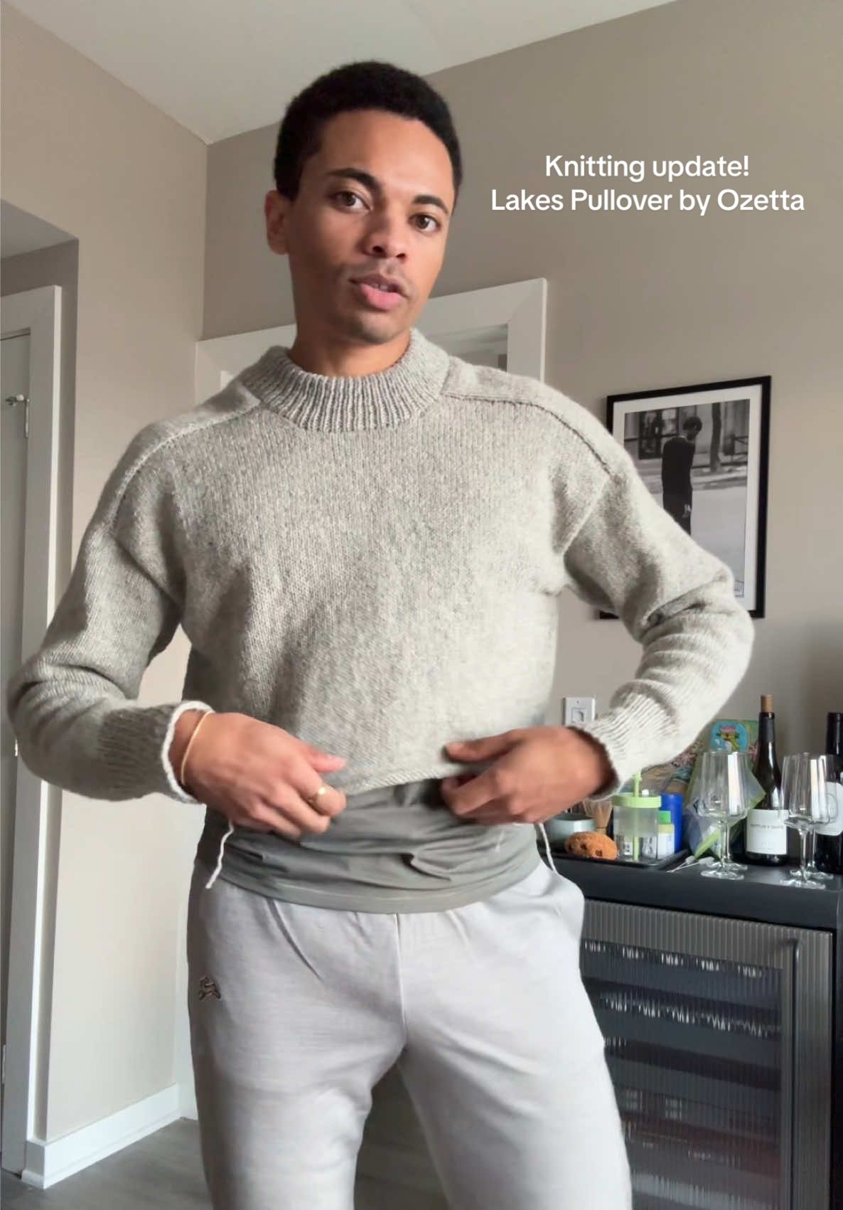 Knitting update! Almost done with my Lakes pullover by Ozetta 🤭 #knitting #knittok #knittersoftiktok #babaa #lawstudent 