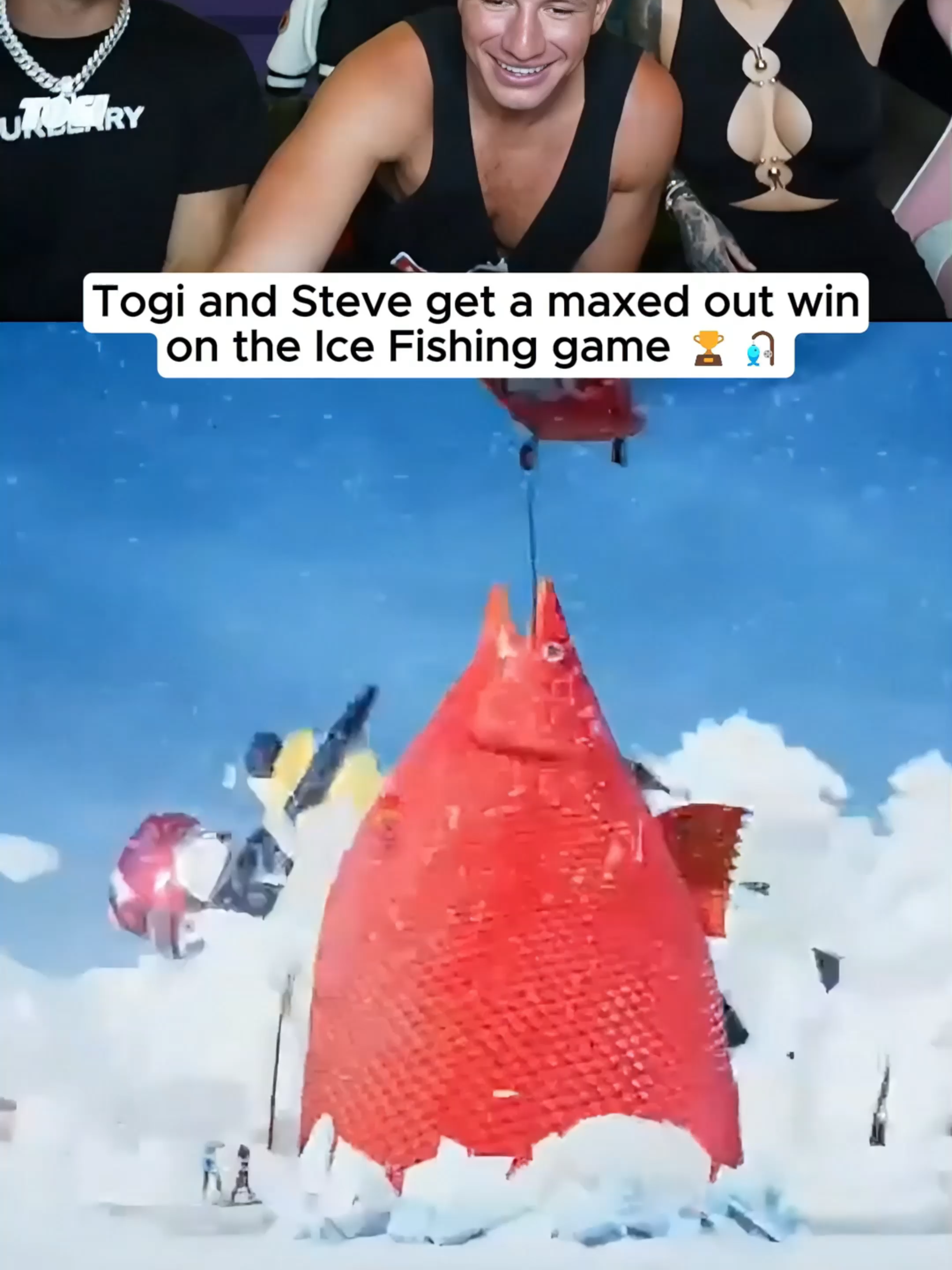 Togi and Steve get a maxed out win on the Ice Fishing game 🎣🏆 #kickstreaming