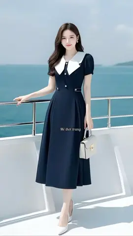 Váy Dự Tiệc, Công Sở, Cổ V Phối Nút Hoa #methoitrang #vaydutiec #vaycongso #vaythietke #xuhuong 