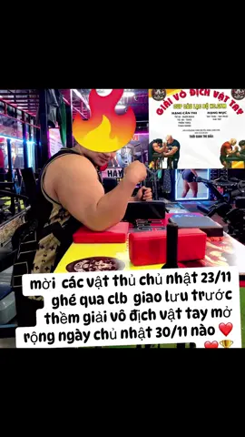 • 23/11 (16h): Giao lưu và đăng ký tham gia giải. • 30/11: Chính thức diễn ra giải đấu#armwrestling #gym #haui #hana #vattay 