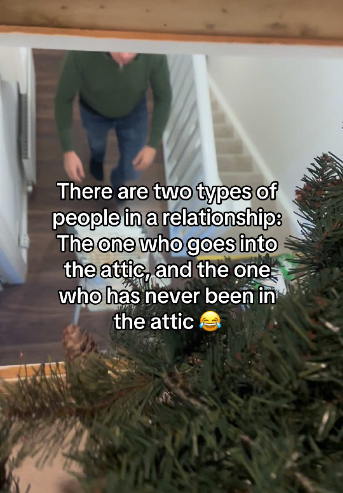 Im the one in the attic, not sure if my husband has ever been in the attic 😂😂 #attic #christmas #christmastime #fyp #trending 