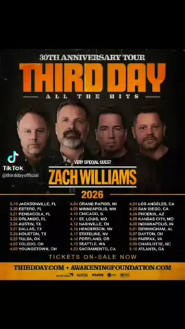 Just wanted to take a moment to say how grateful I am for all of you. Every time we step on a stage or share a song, I’m reminded of how blessed we’ve been to walk this journey togetherThird Day has always been about lifting up the name of Jesus and bringing hope through music and it means the world to know those songs are still impacting lives today. Whether you’ve been with us since the beginning or you just discovered the music, thank you for the love, the prayers, and the support. You’re family. #fyy #goviral #thirdday 