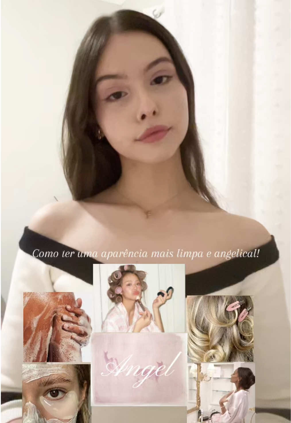 Ser angelical não é sobre perfeição, é sobre suavizar a alma, iluminar o seu olhar para o mundo e escolher uma beleza que sussurra paz e tranquilidade! 🪽🤍  #foryoupage #fyp #beauty #hyperfeminine #girlhood 