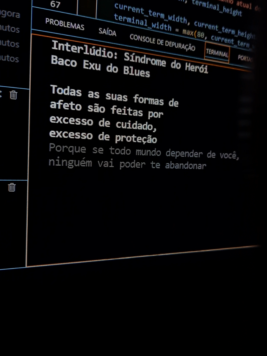 22/11 - Esquece de si mesmo? . . . . a lapada que esse interlúdio deu, é sem dó. . . #bacoexudoblues #python #síndromedoherói #interludio #desesperado 