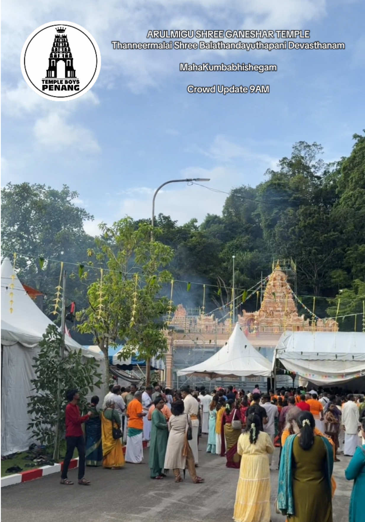 ARULMIGU SHREE GANESHAR TEMPLE Thanneermalai Shree Balathandayuthapani Devasthanam MahaKumbabhishegam 23/11 Crowd Update 9AM #templeboyspenang #vinayager #penang #update #crowd 
