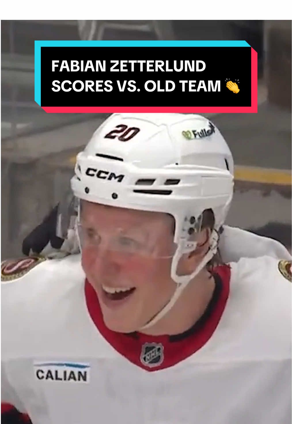 the goalie’s water bottle barely survived 😅 #NHL #hockey #FabianZetterlund #sports #OttawaSenators 