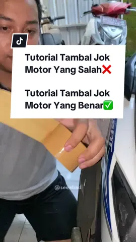 Tutorial Tambal Jok Motor Yang Sobek 🙌🏻#tambaljokmotor #jokmotorsobek #stickerjokmotor #tutorial