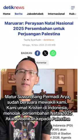 Matur Suwun Bang Permadi Arya, sudah bersuara mewakili kami.  Kami umat Kristen di Indonesia,  menolak, persembahan Natal 2025, Akan Diberikan kepada Palestina #palestina #maruararsirait #freepalestine #gaza #israel 