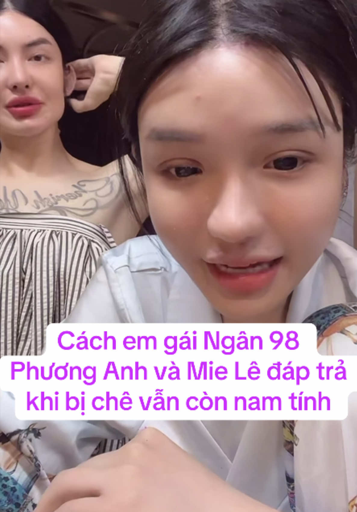 Cách em gái Ngân 98 Phương Anh và Mie Lê đáp trả khi bị chê vẫn còn nam tính #miele #votranphuonganh #phuonganh #ngan98 