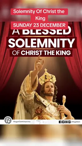 A BLESSED SOLEMNITY OF CHRIST THE KING! Solemnity of Our Lord Jesus Christ, King of the Universe: Almighty ever-living God, whose will is to restore all things in your beloved Son, the King of the universe, grant, we pray, that the whole creation, set free from slavery, may render your majesty service and ceaselessly proclaim your praise. Through our Lord Jesus Christ, your Son, who lives and reigns with you in the unity of the Holy Spirit, God, for ever and ever. #catholic #catholictiktok #catholicism #catholicsoftiktok #catholicschool 