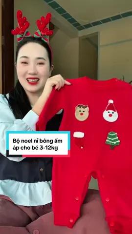 Bộ noel nỉ bông ấm áp cho bé 3-12kg #bonoelchobe #setnoelchobe #bodynichobe 