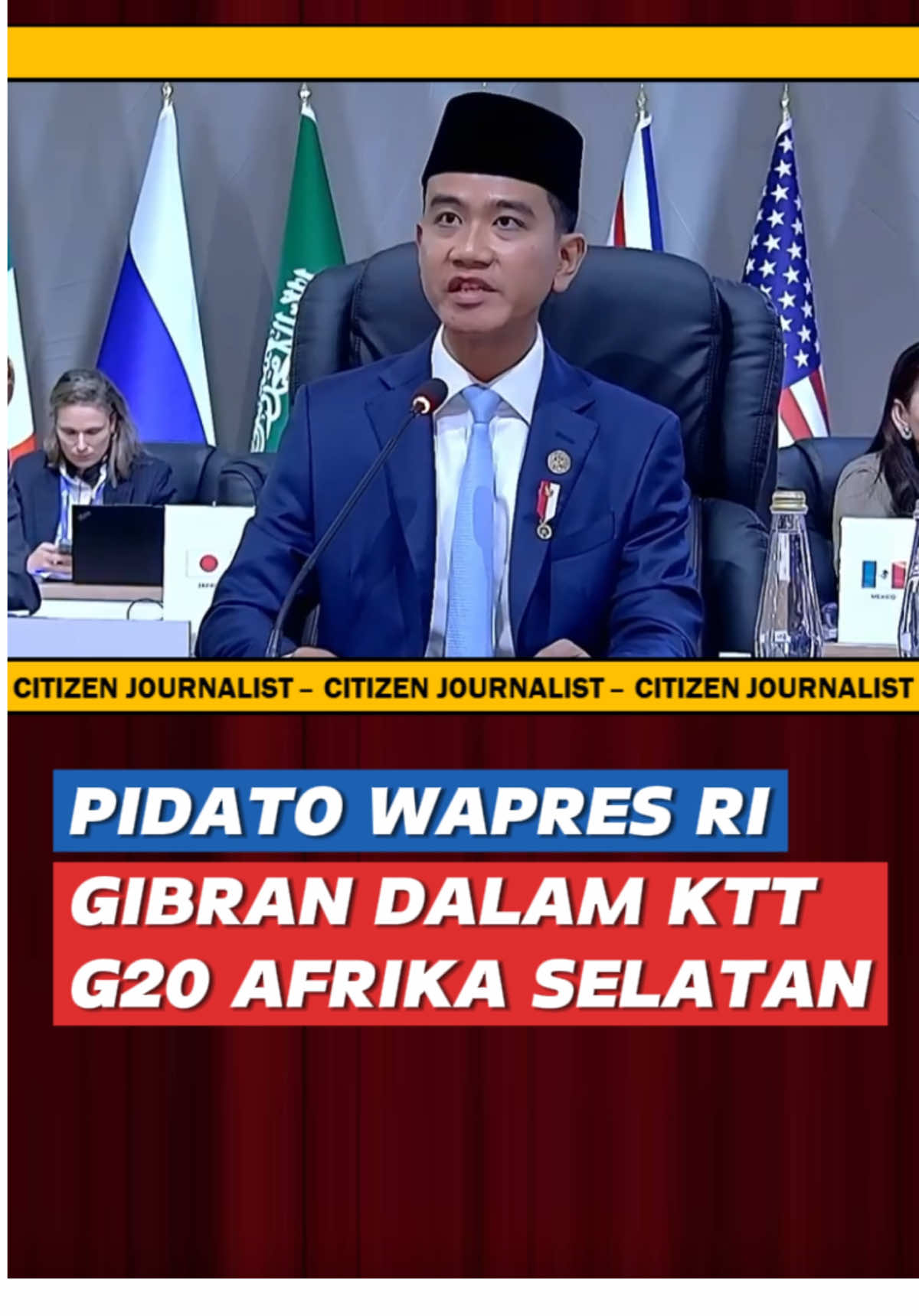 Di hadapan para pemimpin negara yang menghadiri KTT G20 Johannesburg, Wapres Gibran  menegaskan komitmen Indonesia di bawah kepemimpinan Presiden Prabowo Subianto dalam memperjuangkan pertumbuhan ekonomi yang inklusif dan akses pembiayaan global yang lebih adil bagi negara berkembang.  Pada pertemuan sesi pertama yang bertema Inclusive and Sustainable Economic Growth Leaving No One Behind, Wapres juga menyampaikan pandangan bahwa penyelenggaraan G20 di Afrika Selatan merupakan simbol perubahan geopolitik. Yang semakin menempatkan negara-negara Selatan Global sebagai kekuatan strategis dalam arsitektur ekonomi dunia. #wapres #gibran #indonesia