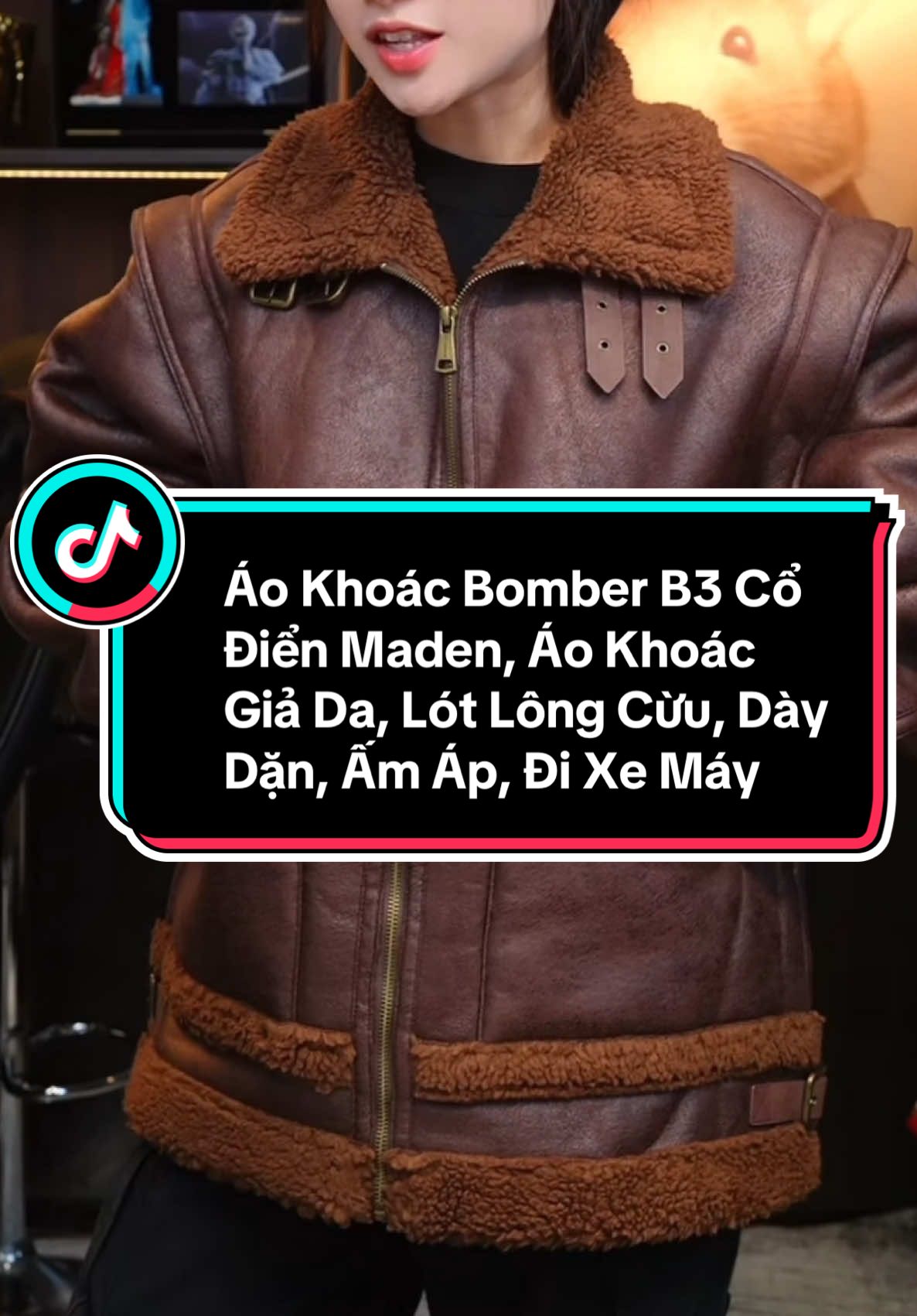 Áo Khoác Bomber B3 Cổ Điển Maden, Áo Khoác Giả Da, Lót Lông Cừu, Dày Dặn, Ấm Áp, Đi Xe Máy, Áo Mặc Bên Ngoài Trơn Cho Mùa Đông Của Nam Giới #xuhuong 