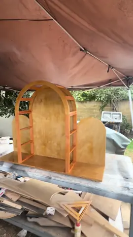Small arch for La Virgen de Guadalupe and her angels on the sides! #handmade #DIY #woodworking #fyp #newproduct 