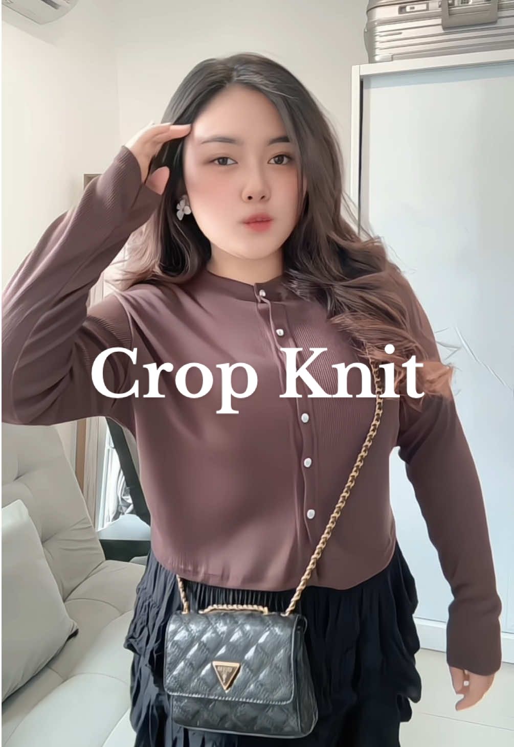 crop top knit atasan knit wanita lucu🫶🏻🤎