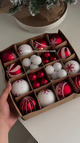 red & white christmas 🎄🎁✨ #christmasdecor #christmasballs #christmas #christmastree 
