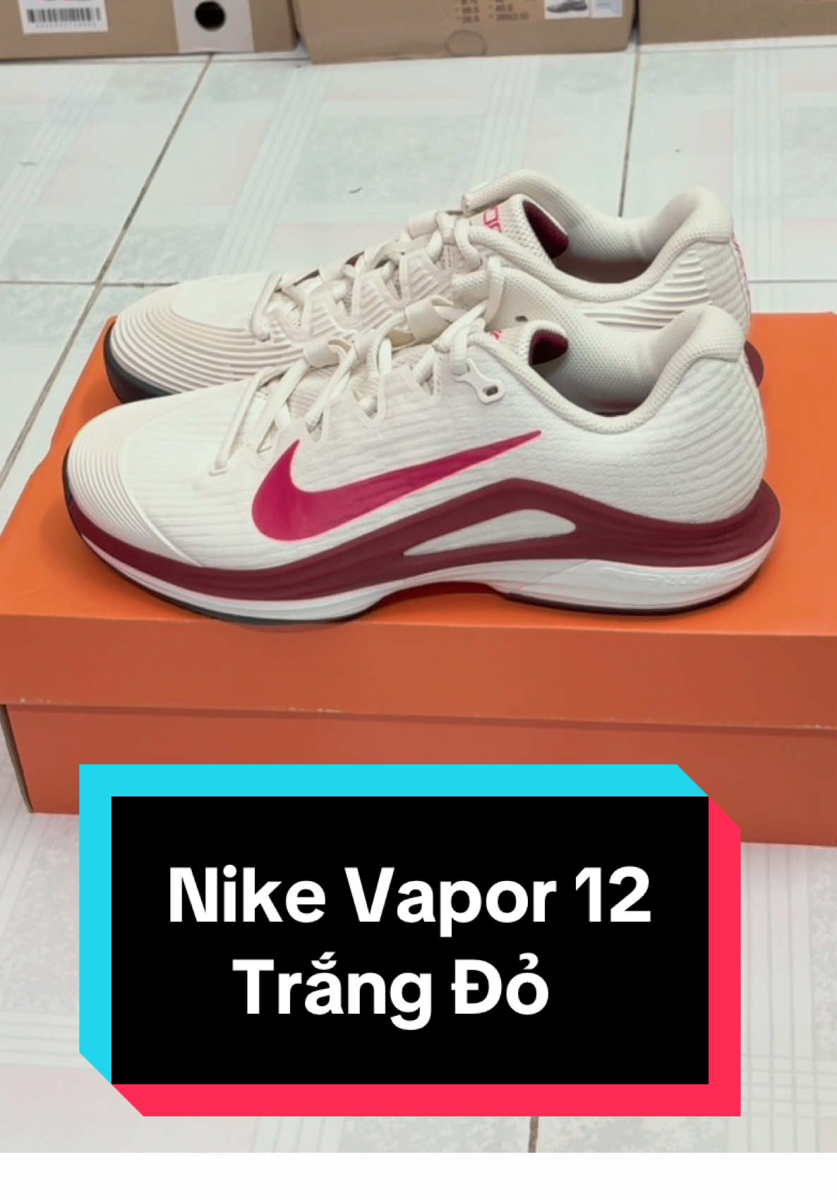 Vapor 12 trắng đỏ ( size 36 -> 43 ) #vietleauthentic #giaypickleball #giaytennis #nike #pickleballtiktok 