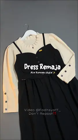 Rekomendasi dress remaja ala korean style🖤✨ #ootdhijab #gamisremaja #dresslebaran #koreanstyle 
