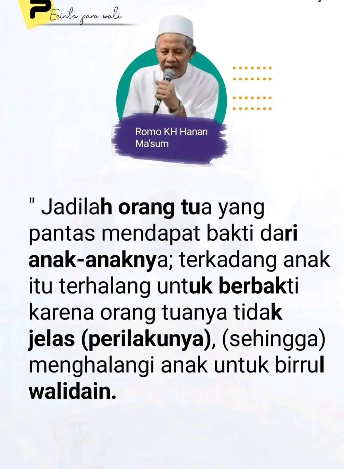 Judul: Ketika Anak Ingin Berbakti, tapi Terhalang Sikap Orang Tuanya Analisis Mendalam: Kalimat ini nyentil tapi penuh kasih—mengingatkan bahwa birrul walidain bukan hanya tugas anak, tetapi juga amanah orang tua. Dalam perspektif Islam, hubungan orang tua–anak itu ibarat dua sisi yang saling menguatkan: anak diperintahkan untuk taat dan berbakti, sementara orang tua diperintahkan untuk memberi teladan, menuntun, dan tidak menjadi penghalang bagi ketaatan anak. Kadang, anak sebenarnya punya hati yang lembut, ingin menghormati, ingin melayani, ingin membuat orang tuanya ridha. Tapi sikap orang tua—yang mungkin tempramen, manipulatif, tidak adil, atau tak konsisten—justru menciptakan jarak. Dalam psikologi, kondisi ini disebut role confusion dan emotional blockage: anak ingin mendekat, tapi emosinya terblokir oleh pengalaman negatif. Dari sudut pandang hikmah, ini mengajarkan dua hal besar: 1. Orang tua bukan hanya dituntut dihormati, tapi dituntut menjadi pribadi yang memang pantas dihormati. Akhlak yang baik akan mempermudah anak berbakti, sebagaimana akhlak buruk bisa menghambatnya. 2. Allah tidak membebani seseorang di luar kemampuannya. Jika orang tua sendiri tidak jernih perilakunya, itu bisa menjadi ujian bagi anak, sementara orang tua pun akan dimintai pertanggungjawaban atas sebab-sebab yang ia ciptakan. Hikmahnya: menjadi orang tua itu bukan hanya soal usia, tapi soal kedewasaan moral. Birrul walidain adalah jalan surga, dan tugas orang tua ialah tidak mempersempit jalan itu bagi anaknya. Semakin baik akhlak orang tua, semakin mudah anak mendekat—dan semakin luas pintu rahmat Allah bagi keduanya. #NasihatOrangTua #BirrulWalidain #HikmahKehidupan #DidikanAkhlak #KeluargaSakinah