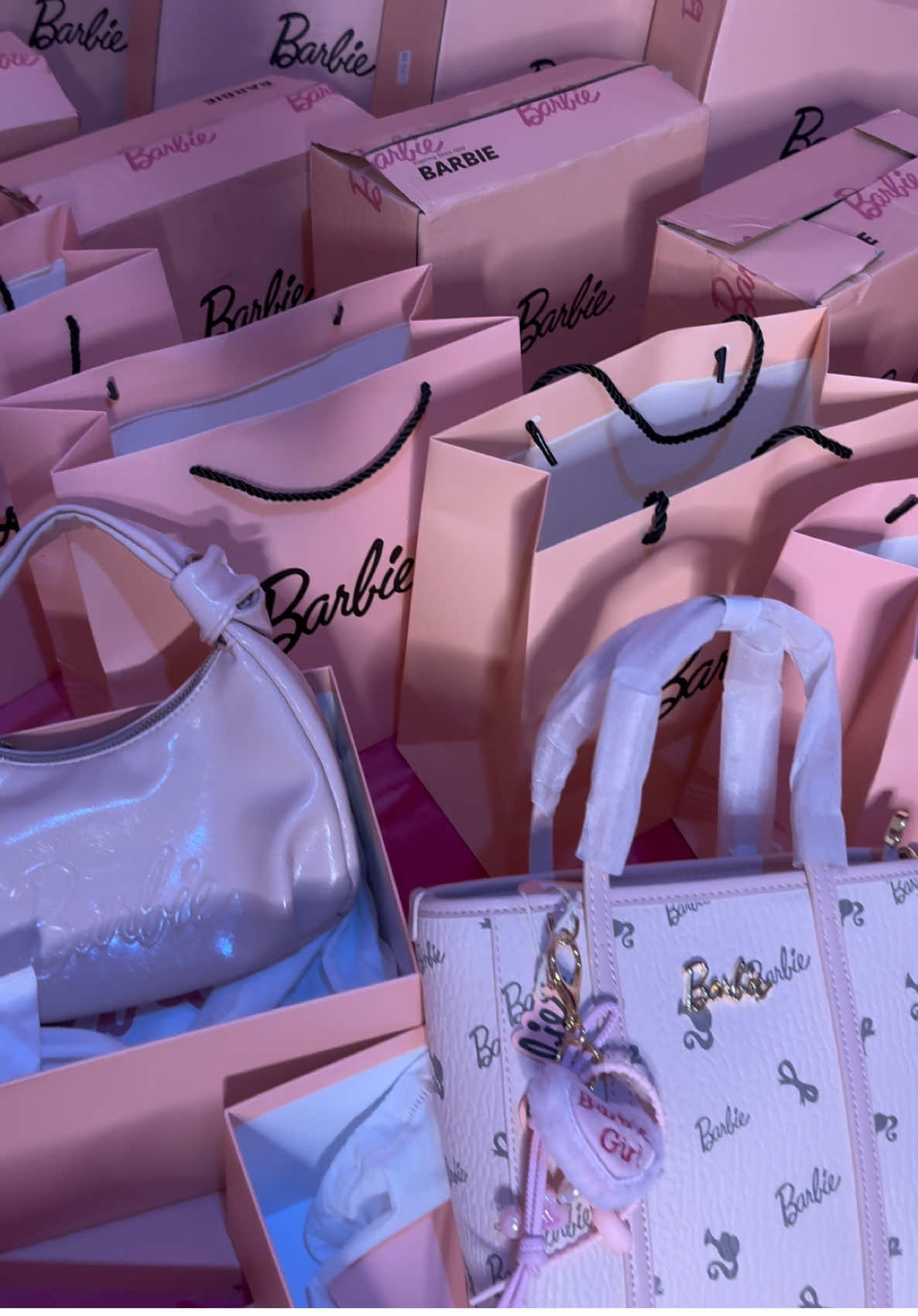 Allahumma Barik!!🧿Thank you so much parents💖 my incomplete @barbie bag collections🛍️💐 check my showcase!!#barbie#fyp #trend #bags 