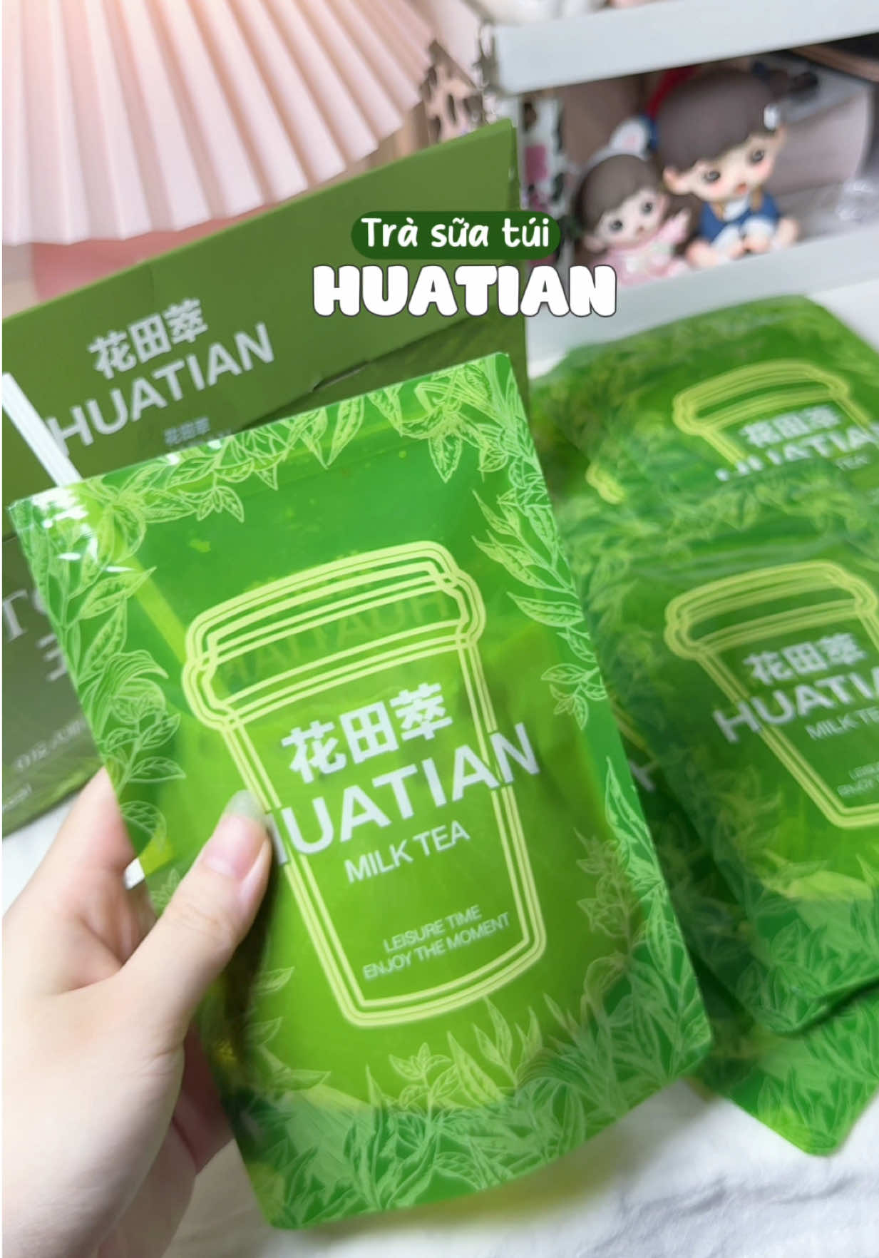 Trà sữa túi zip vị matcha 🍵 siu ngon mà ít ngọt nèe #trasuatuizip #huatian #huatianvietnam #trasuamatcha #thnguyenne 