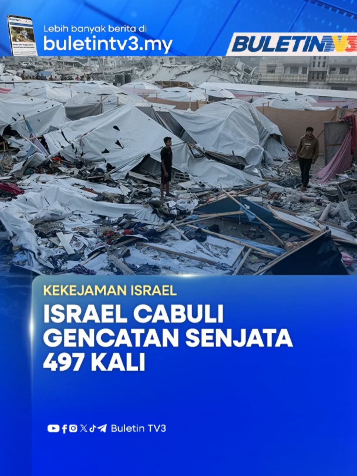 Di Gaza pula, sekurang-kurangnya 24 terbunuh dan puluhan lagi cedera dalam siri serangan udara terbaharu rejim Israel. #BuletinTV3 #Palestin #Israel #gencatansenjata