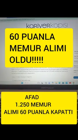 AFAD geçtiğimiz günlerde bin 173 sözleşmeli teknisyen almak için ilana çıkmıştı. Başvuru sonuçlarına bakıldığı zaman aşağıdaki ilgili bölüm mezunları 60 KPSS puanı ile memur olabilir.  Uygulama sınavı ve mülakattan sonra kazananlar netleşecek.  İlgili ilana başvuru yapan bölümler  👇🏻 Mesleki ve teknik ortaöğretim kurumlarının Bilişim Teknolojileri, Denizcilik, Elektrik-Elektronik Teknolojisi, Endüstriyel Otomasyon Teknolojileri, Gemi Yapımı, Harita-Tapu-Kadastro, Havacılık ve Uzay Teknolojisi, İnşaat Teknolojisi, İtfaiyecilik ve Yangın Güvenliği, Kimya Teknolojisi, Maden Teknolojisi, Makine ve Tasarım Teknolojisi, Metal Teknolojisi, Metalürji Teknolojisi, Motorlu Araçlar Teknolojisi, Raylı Sistemler Teknolojisi, Tesisat Teknolojisi ve İklimlendirme veya Uçak Bakım alanları#keşfet #keşfetteyizzz #memur #memuralımı #kpss